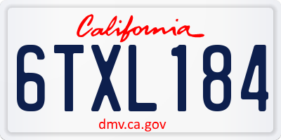 CA license plate 6TXL184