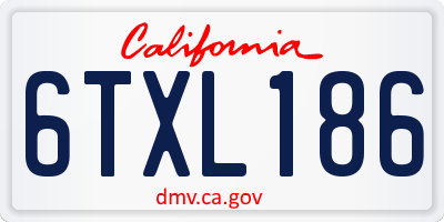 CA license plate 6TXL186