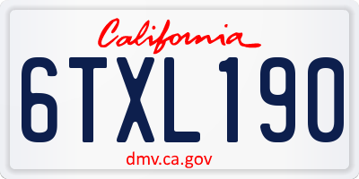 CA license plate 6TXL190