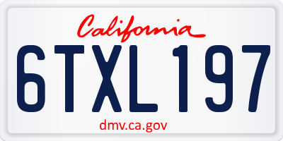 CA license plate 6TXL197