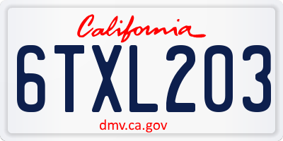 CA license plate 6TXL203