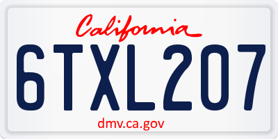 CA license plate 6TXL207