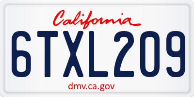 CA license plate 6TXL209