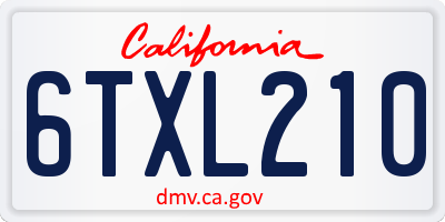 CA license plate 6TXL210