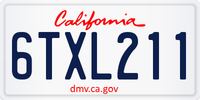CA license plate 6TXL211