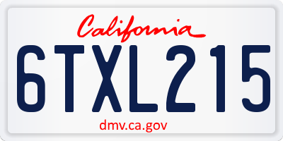 CA license plate 6TXL215