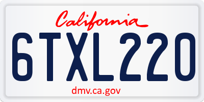 CA license plate 6TXL220