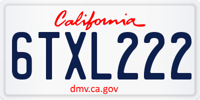 CA license plate 6TXL222