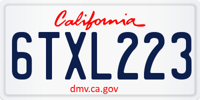CA license plate 6TXL223