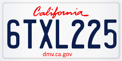 CA license plate 6TXL225