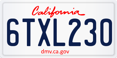 CA license plate 6TXL230