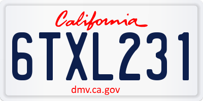 CA license plate 6TXL231