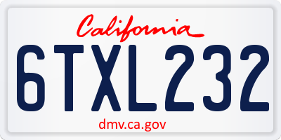 CA license plate 6TXL232