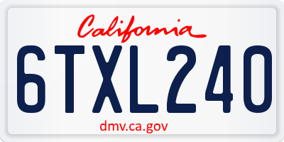 CA license plate 6TXL240