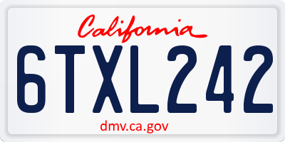CA license plate 6TXL242
