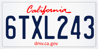 CA license plate 6TXL243