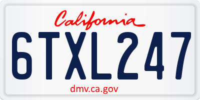 CA license plate 6TXL247