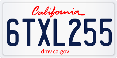 CA license plate 6TXL255