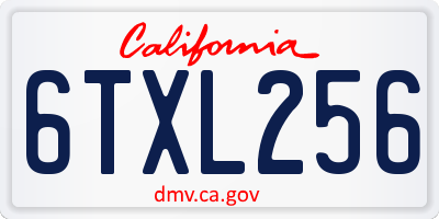 CA license plate 6TXL256