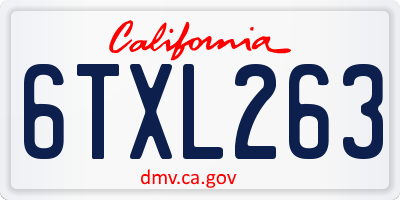 CA license plate 6TXL263