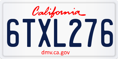 CA license plate 6TXL276