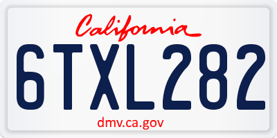 CA license plate 6TXL282