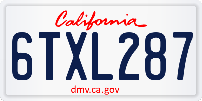 CA license plate 6TXL287