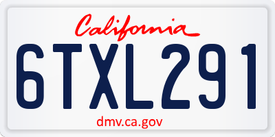 CA license plate 6TXL291