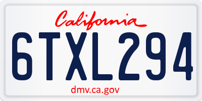 CA license plate 6TXL294