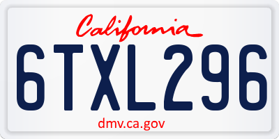 CA license plate 6TXL296