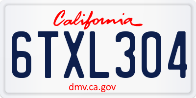 CA license plate 6TXL304