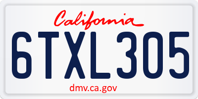 CA license plate 6TXL305