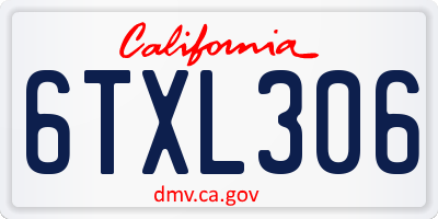 CA license plate 6TXL306