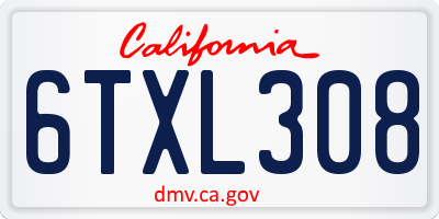 CA license plate 6TXL308