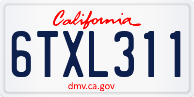 CA license plate 6TXL311