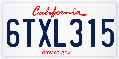 CA license plate 6TXL315