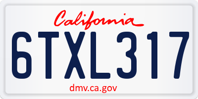 CA license plate 6TXL317