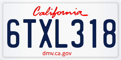 CA license plate 6TXL318