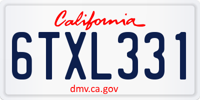CA license plate 6TXL331