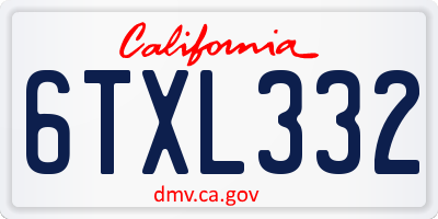 CA license plate 6TXL332