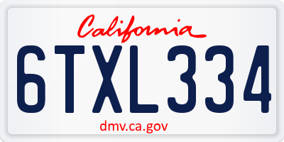 CA license plate 6TXL334