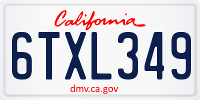 CA license plate 6TXL349