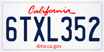 CA license plate 6TXL352