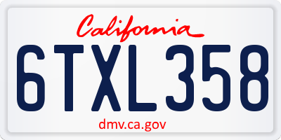 CA license plate 6TXL358