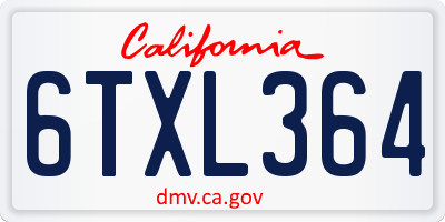 CA license plate 6TXL364
