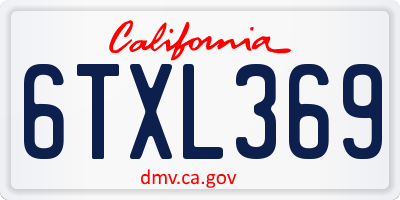 CA license plate 6TXL369