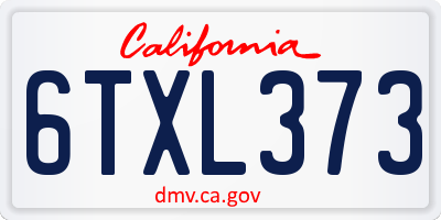 CA license plate 6TXL373