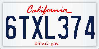 CA license plate 6TXL374