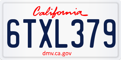 CA license plate 6TXL379
