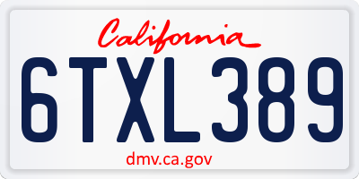 CA license plate 6TXL389
